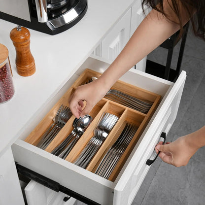 40 Count Silverware Set with Drawer Organizer for 8, Heavy Duty Stainless Steel Flatware Cutlery Set, Fork Spoon Set with Kitchen Essentials Organizer, Rust-Proof, Dishwasher Safe