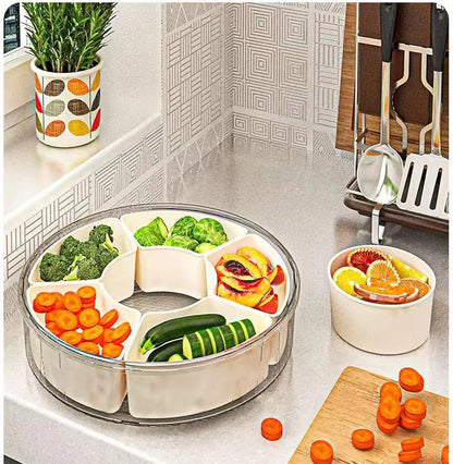 360-Degree Rotating Insulated Food Storage Container - Smooth Operation, Multiple Compartments, Portable Lid & Handle Snack Tray, Reusable for Biscuits, Ideal for Home Kitchen, Picnic