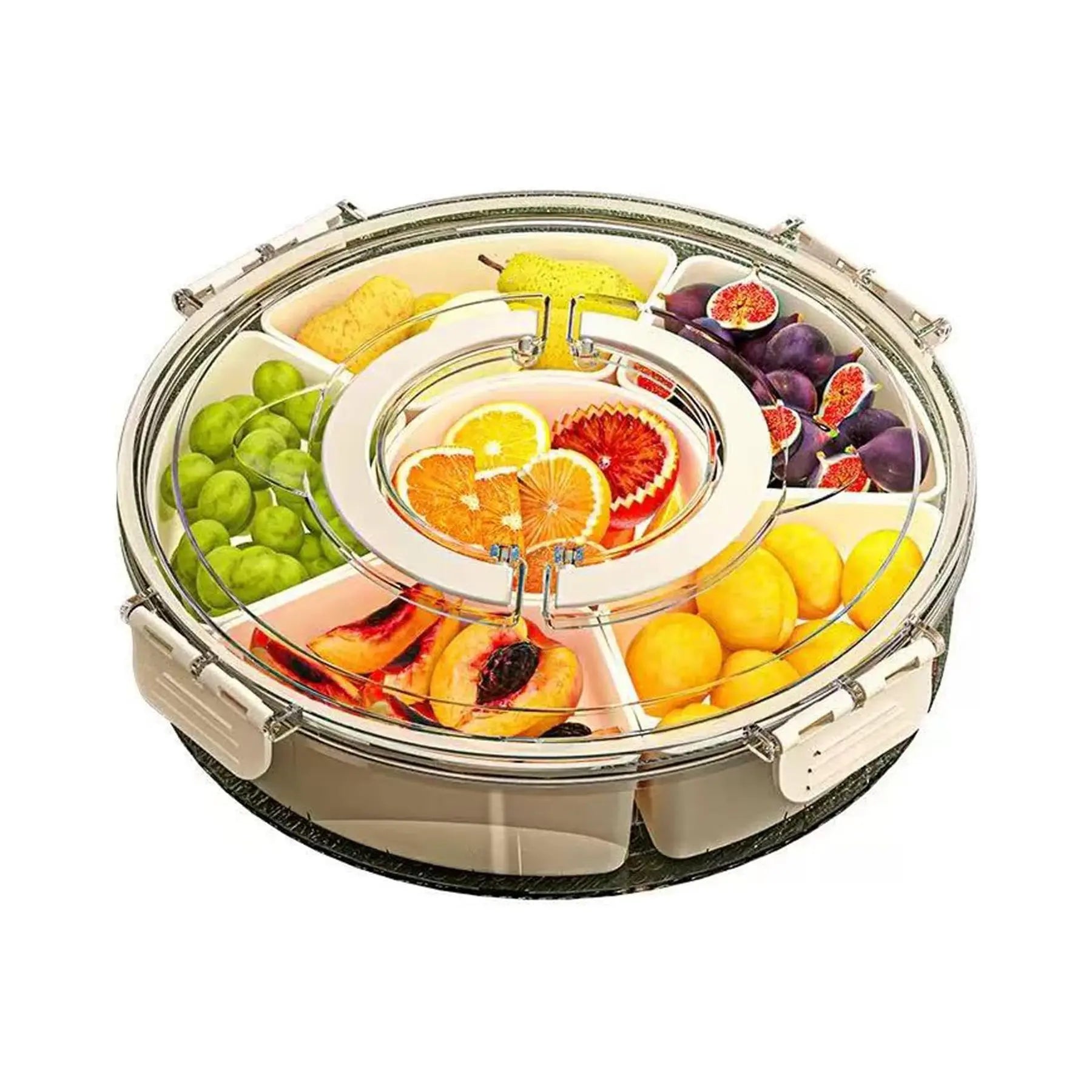360-Degree Rotating Insulated Food Storage Container - Smooth Operation, Multiple Compartments, Portable Lid & Handle Snack Tray, Reusable for Biscuits, Ideal for Home Kitchen, Picnic